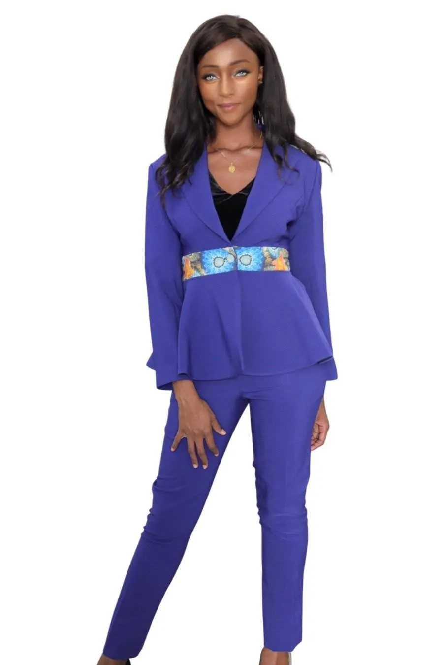 African stylish wolf print Blue Jacket