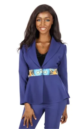 African stylish wolf print Blue Jacket