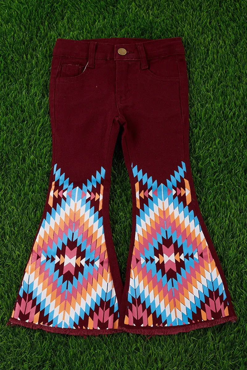 AZTEC PRINTED BOOTCUT DENIM PANTS. PNG25153022-JEANN