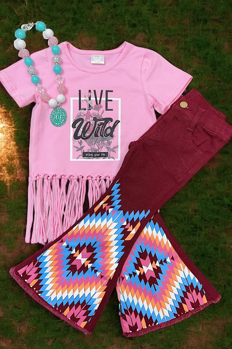 AZTEC PRINTED BOOTCUT DENIM PANTS. PNG25153022-JEANN