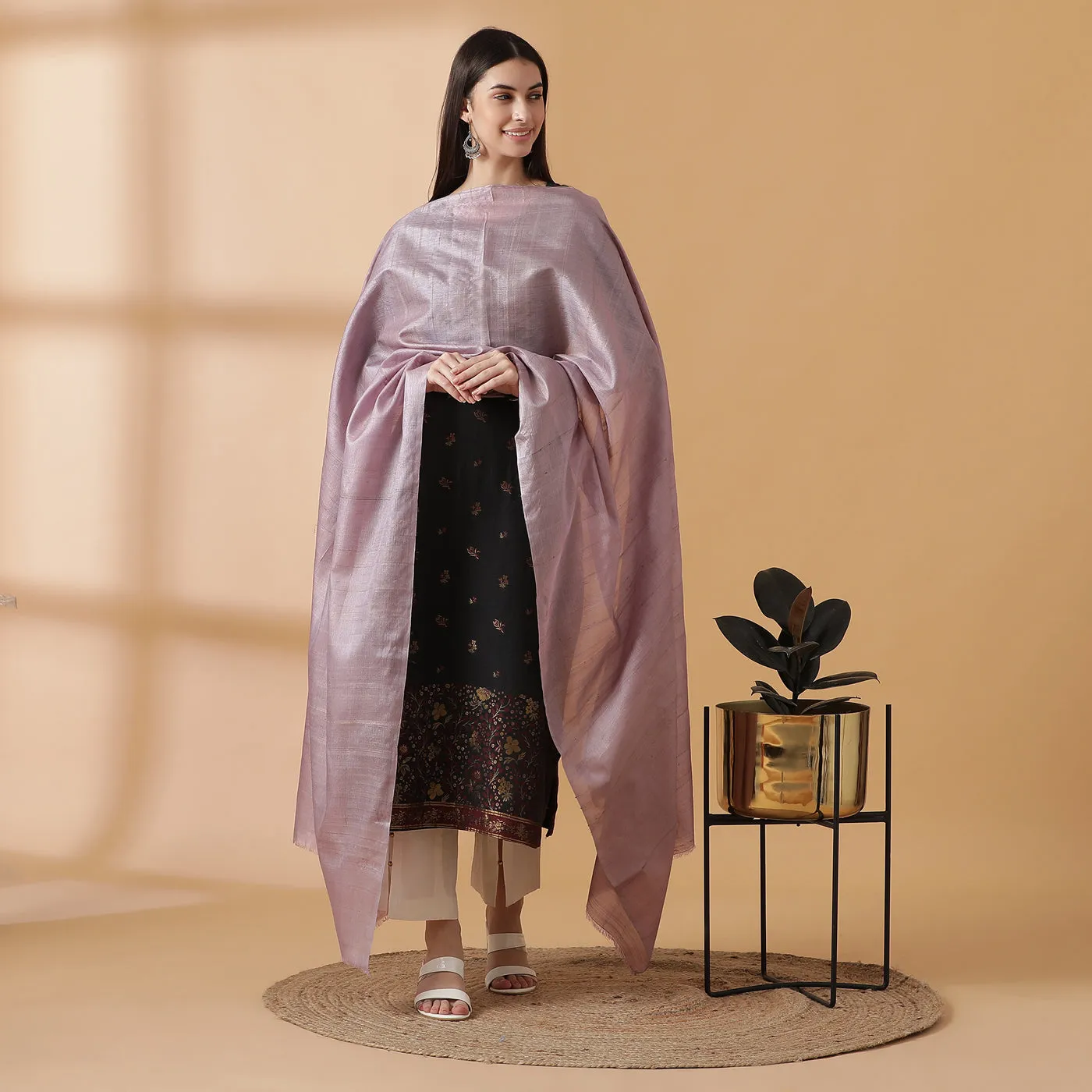 Black Woven Design Unstitched Suit Set