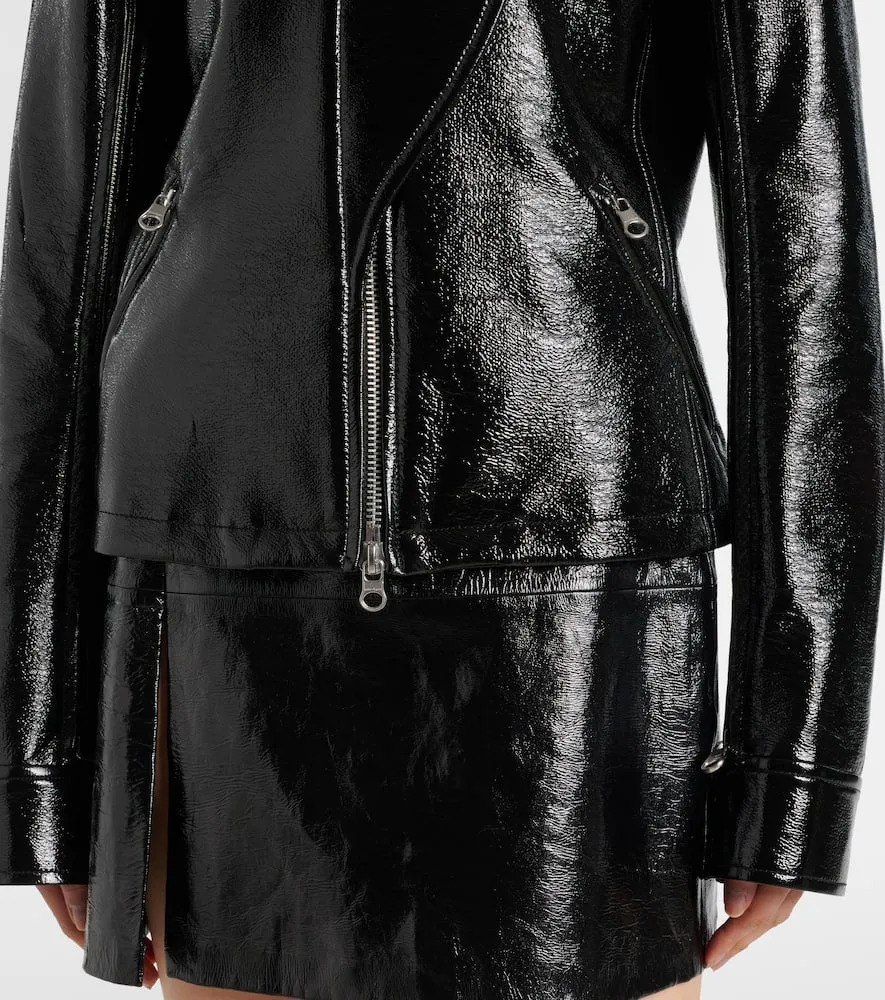 Courr√É¬®ges Coated canvas biker jacket