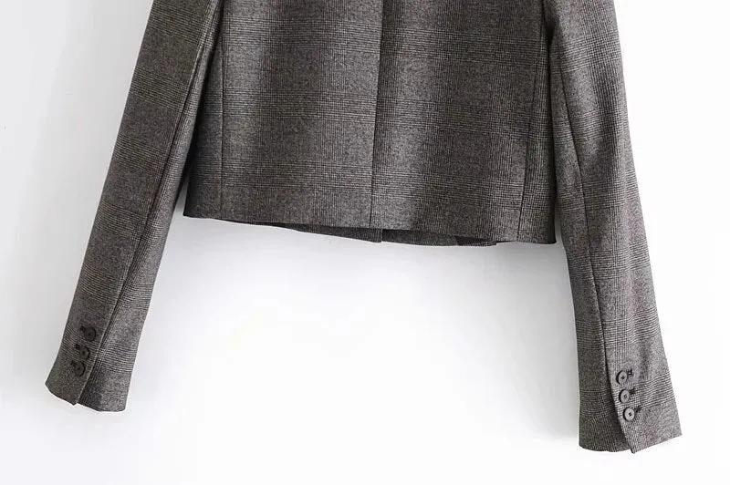 CROPPED CHECK BLAZER