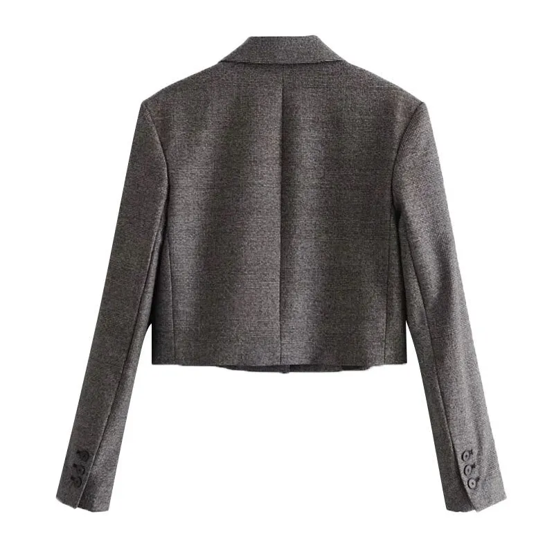 CROPPED CHECK BLAZER