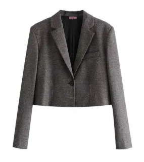 CROPPED CHECK BLAZER