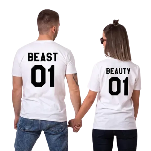 Funny couple shirts his beauty her beast
