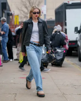 Gigi Hadid Black Leather Jacket