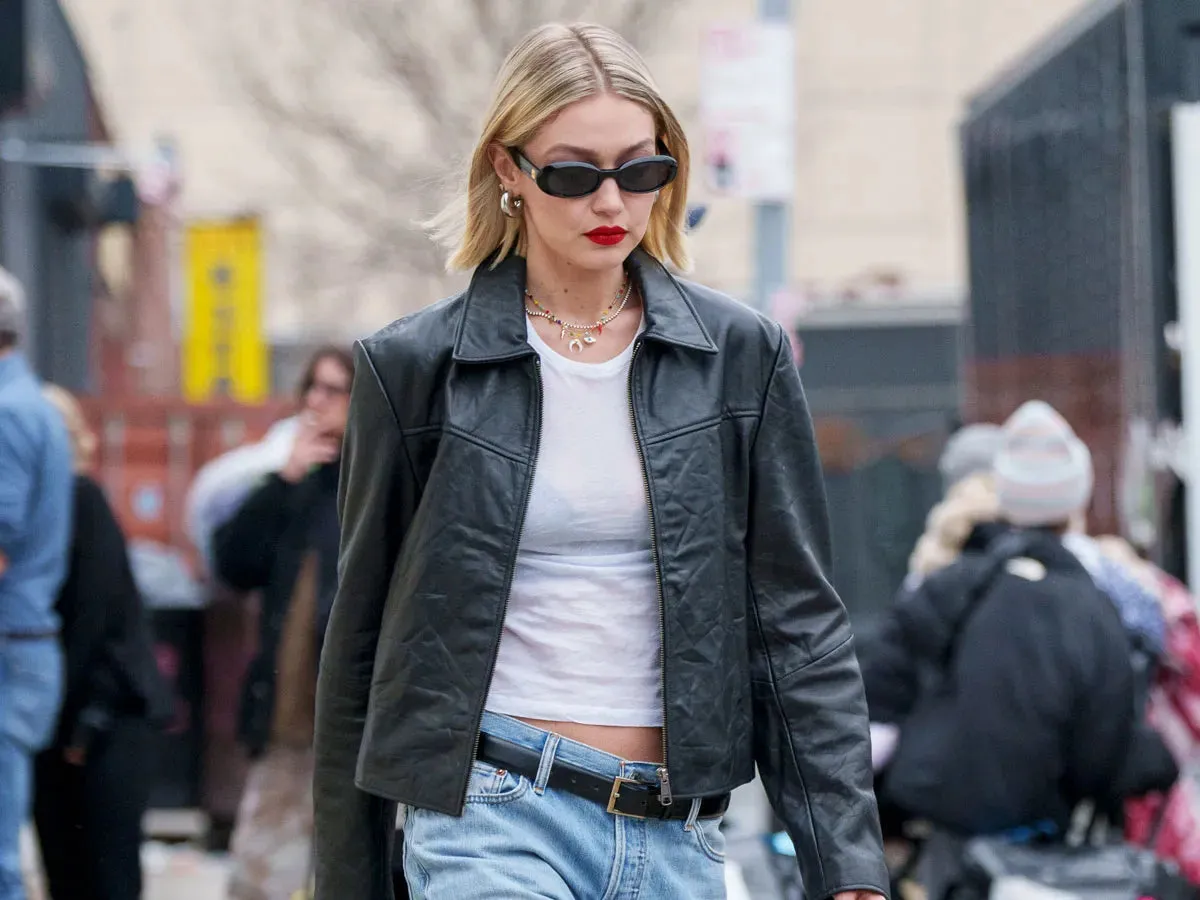 Gigi Hadid Black Leather Jacket
