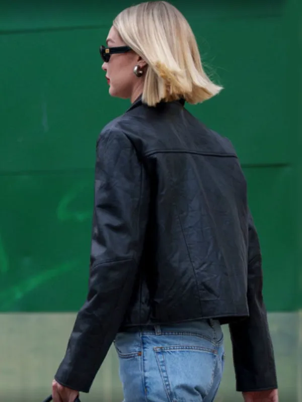 Gigi Hadid Black Leather Jacket