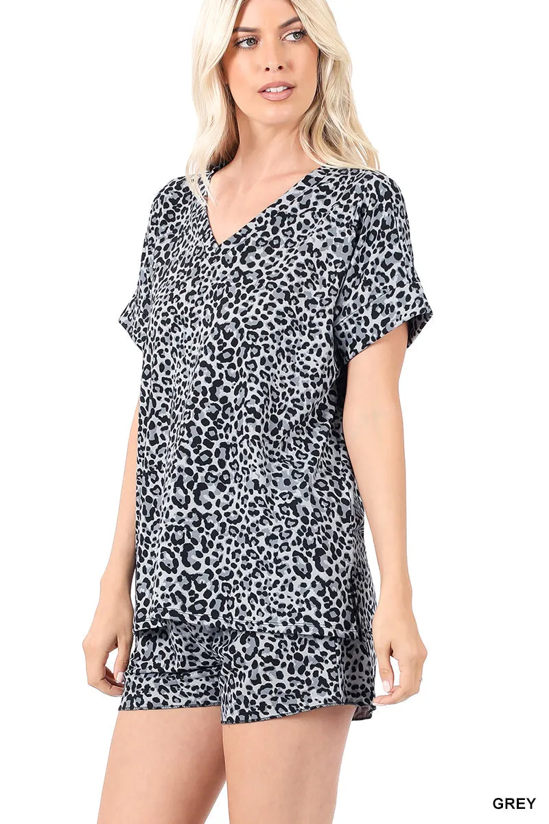 Grey Leopard Lounge Set
