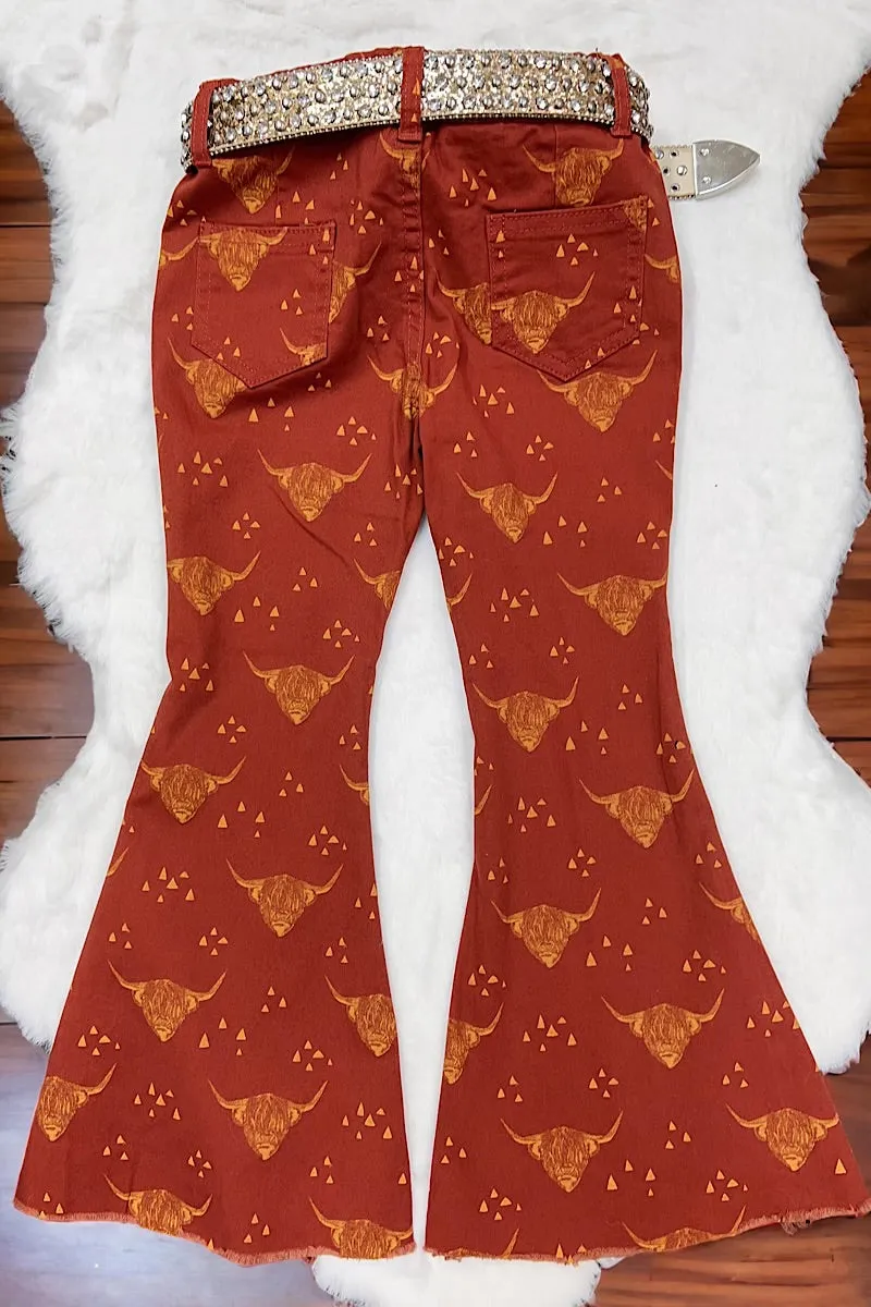 HIGHLAND COW PRINTED BOOTCUT PANTS. PNG15113007-SOL