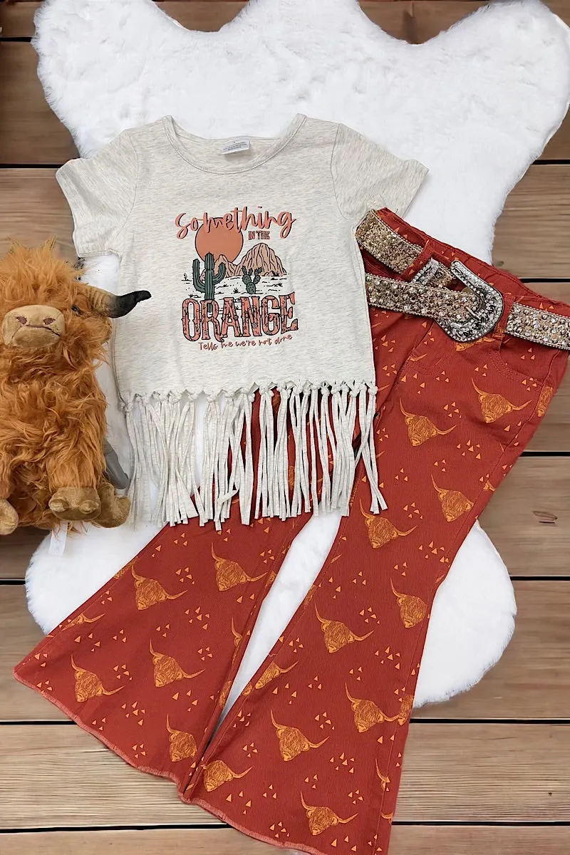 HIGHLAND COW PRINTED BOOTCUT PANTS. PNG15113007-SOL