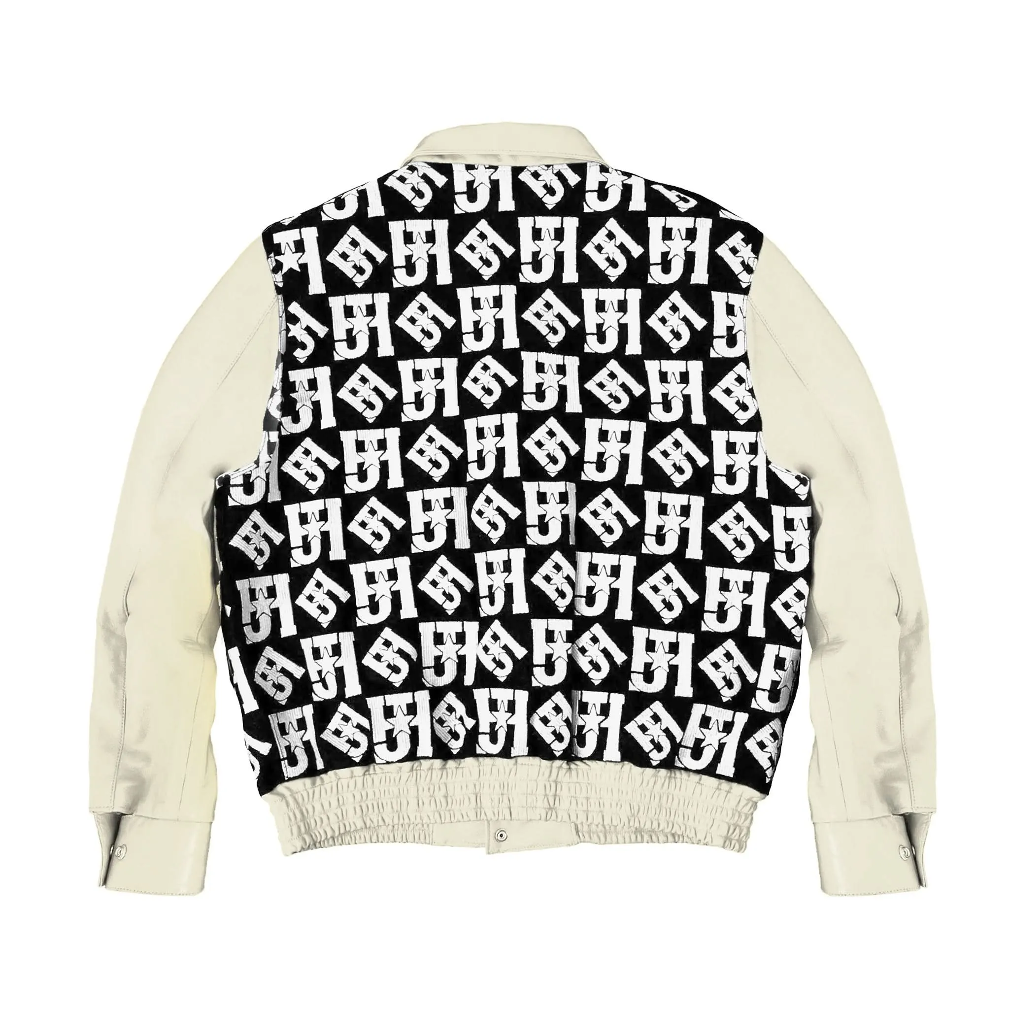 Jh Monogram Wool & Leather Jacket