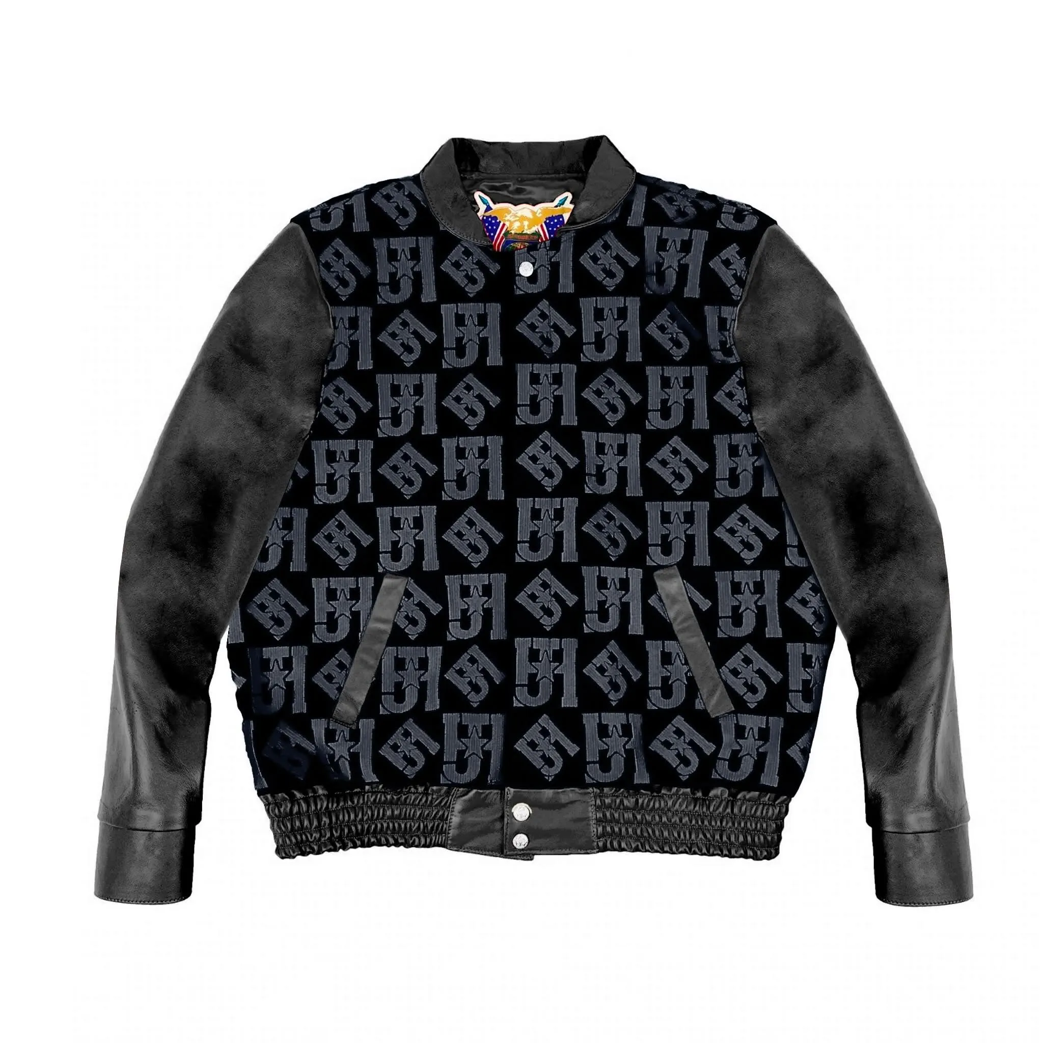 Jh Monogram Wool & Leather Jacket