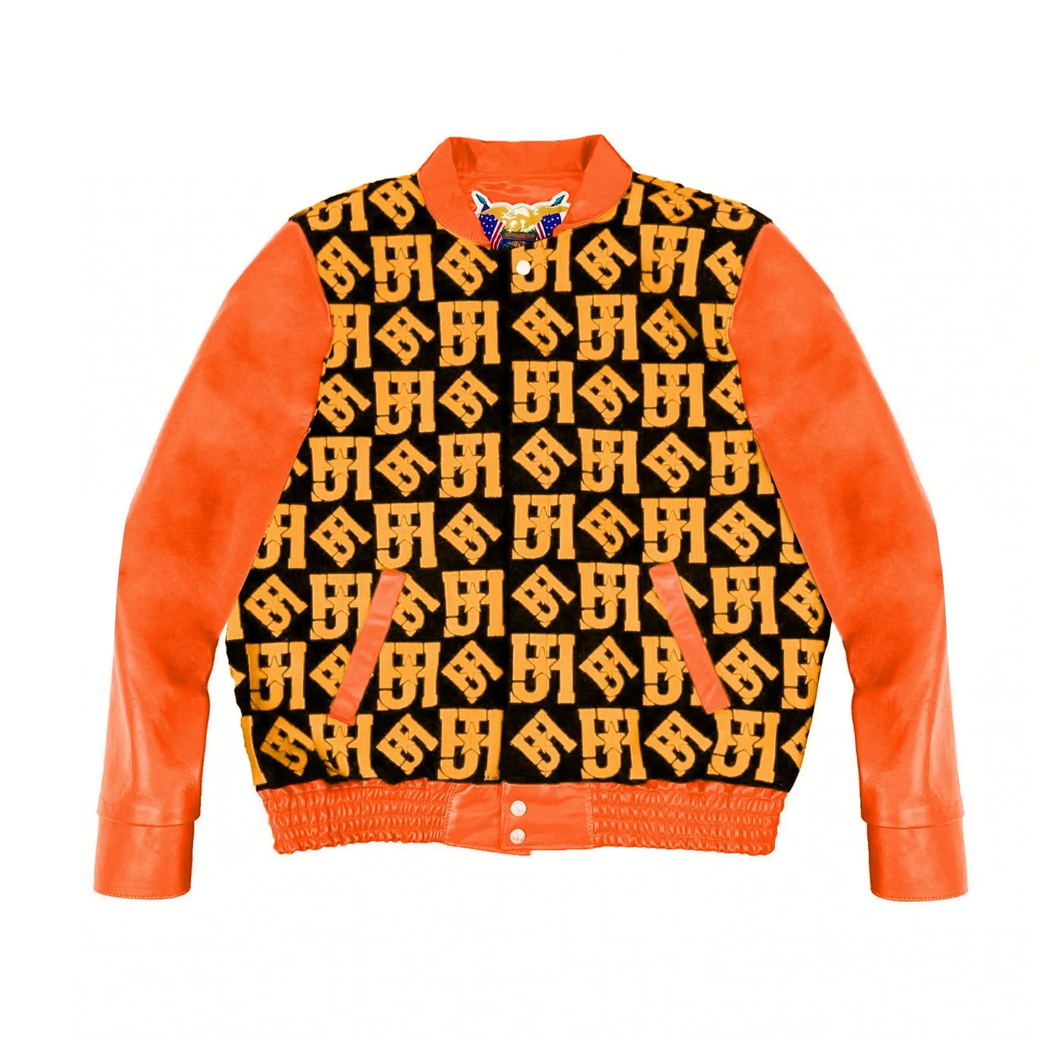 Jh Monogram Wool & Leather Jacket