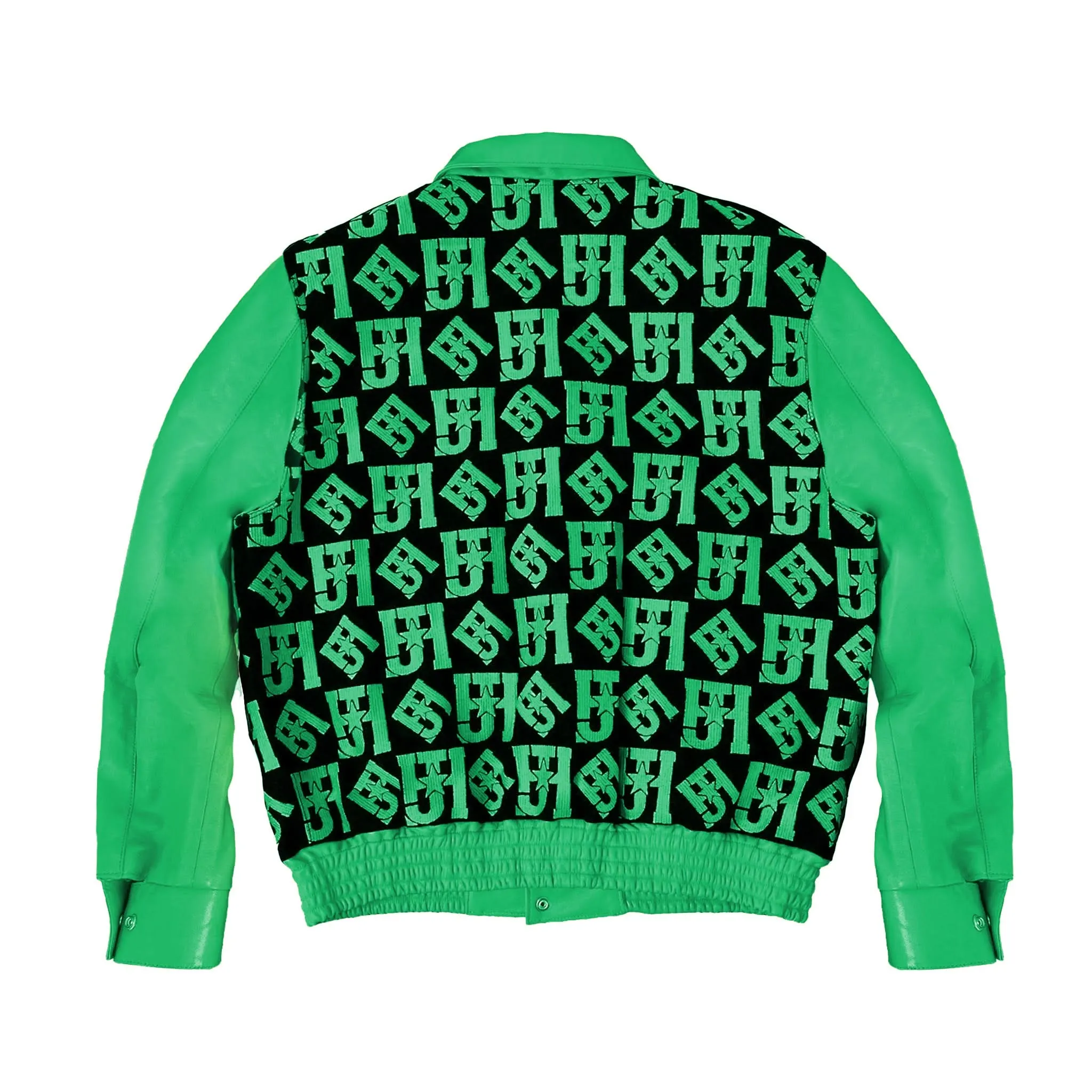 Jh Monogram Wool & Leather Jacket