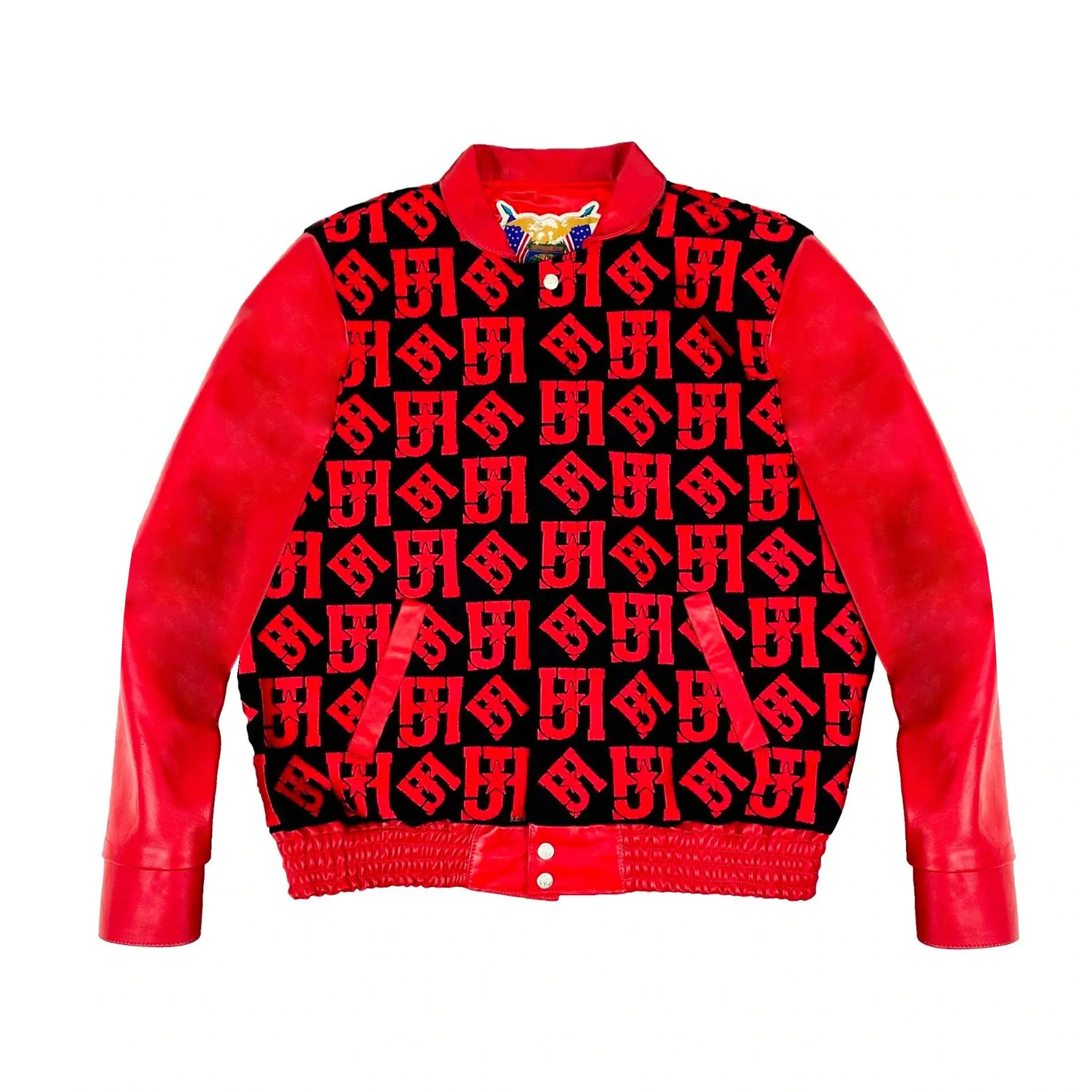 Jh Monogram Wool & Leather Jacket