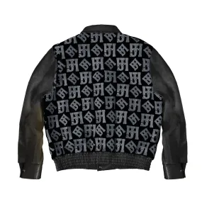 Jh Monogram Wool & Leather Jacket
