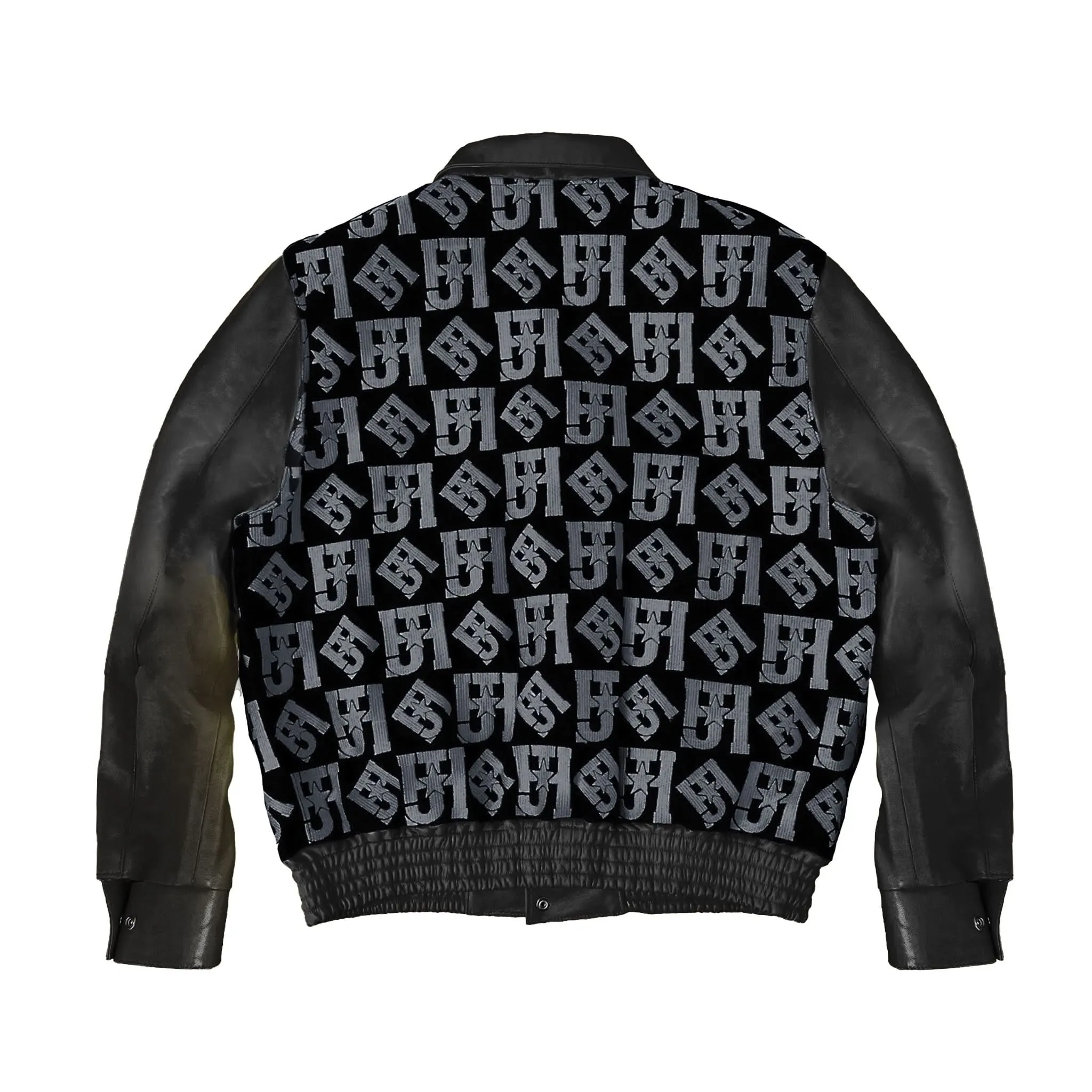 Jh Monogram Wool & Leather Jacket