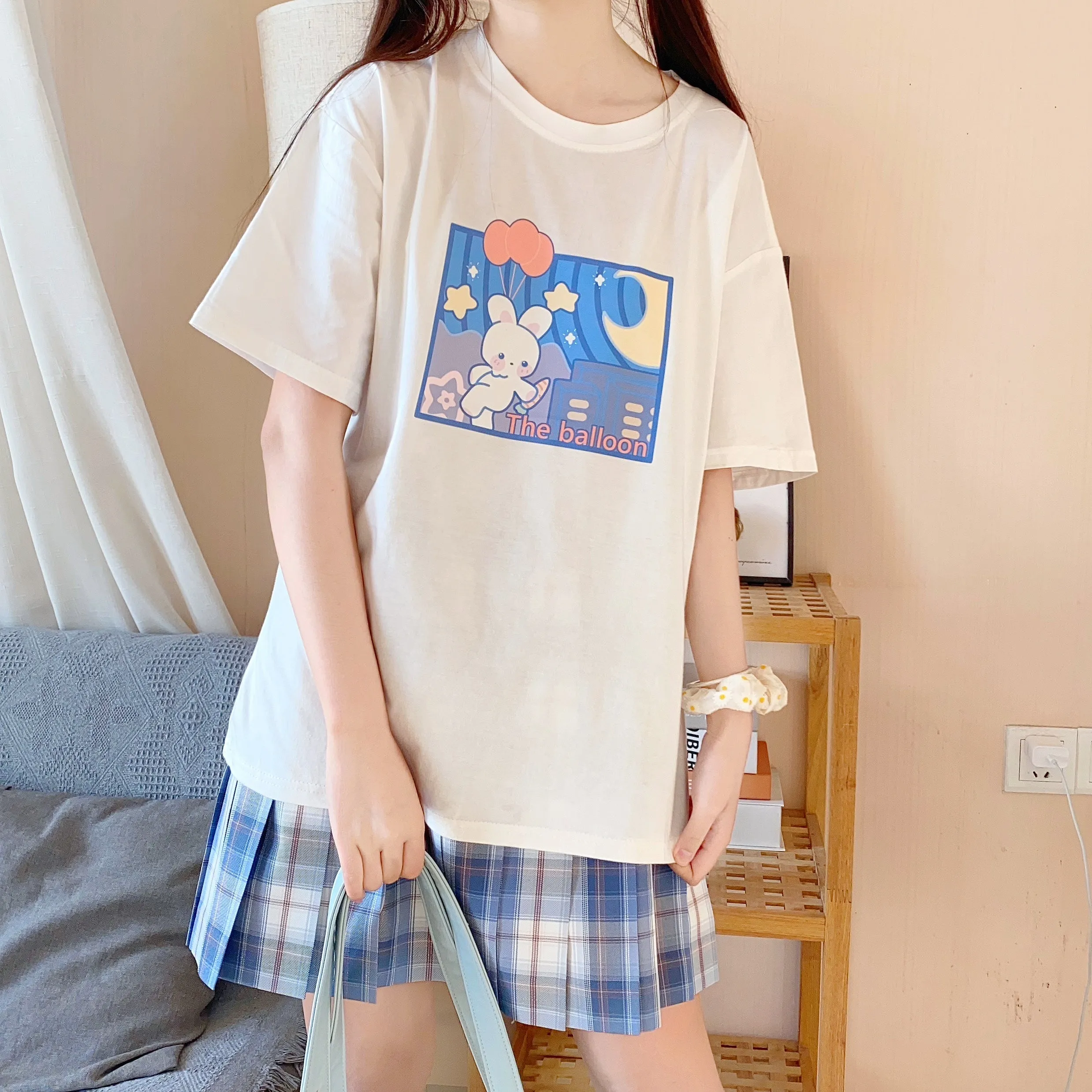 Kawaii Japanese Blue Cartoon Rabbit T-shirt