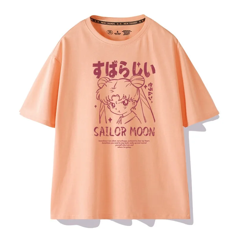 Kawaii Japanese Cartoon Sailor Moon Graffiti Print T-shirt