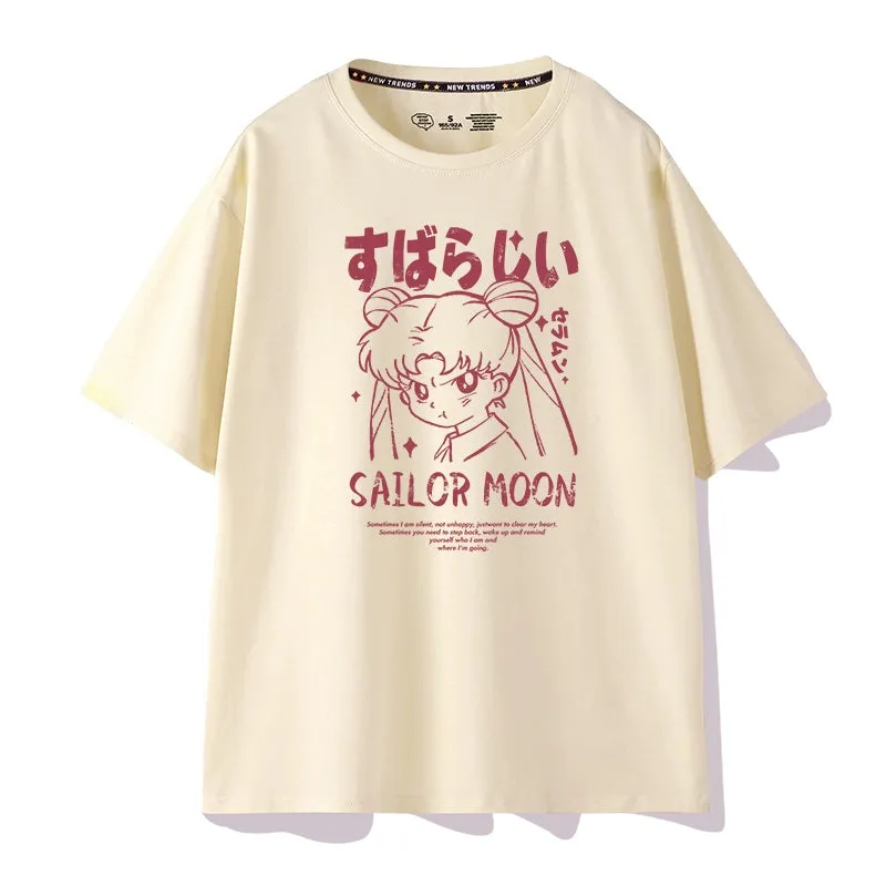 Kawaii Japanese Cartoon Sailor Moon Graffiti Print T-shirt
