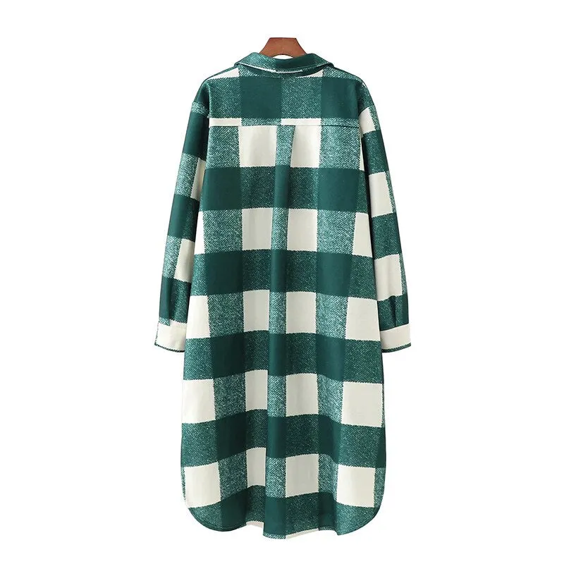LOOSE PLAID WOOLEN COAT