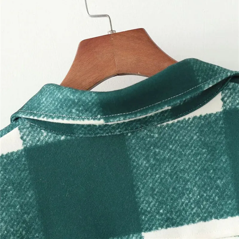 LOOSE PLAID WOOLEN COAT