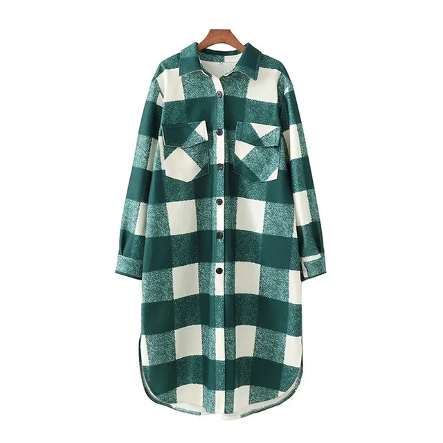 LOOSE PLAID WOOLEN COAT