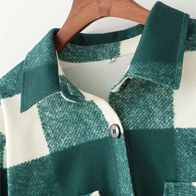 LOOSE PLAID WOOLEN COAT