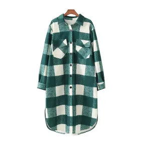 LOOSE PLAID WOOLEN COAT