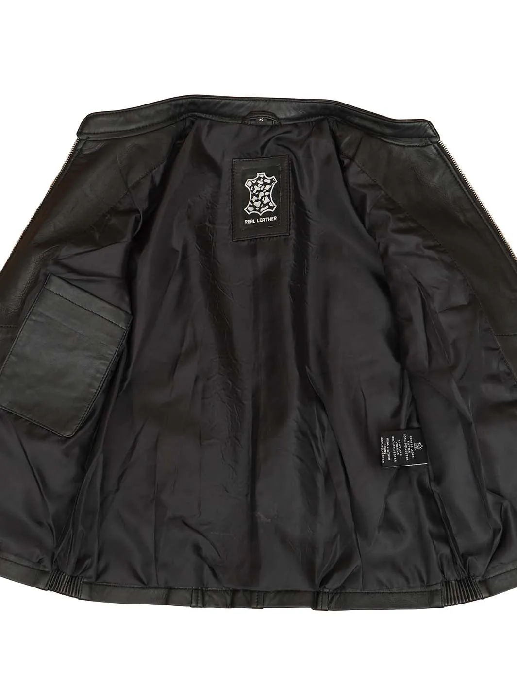 Rachel Petite Women's Black Cafe Racer Leather Jacket