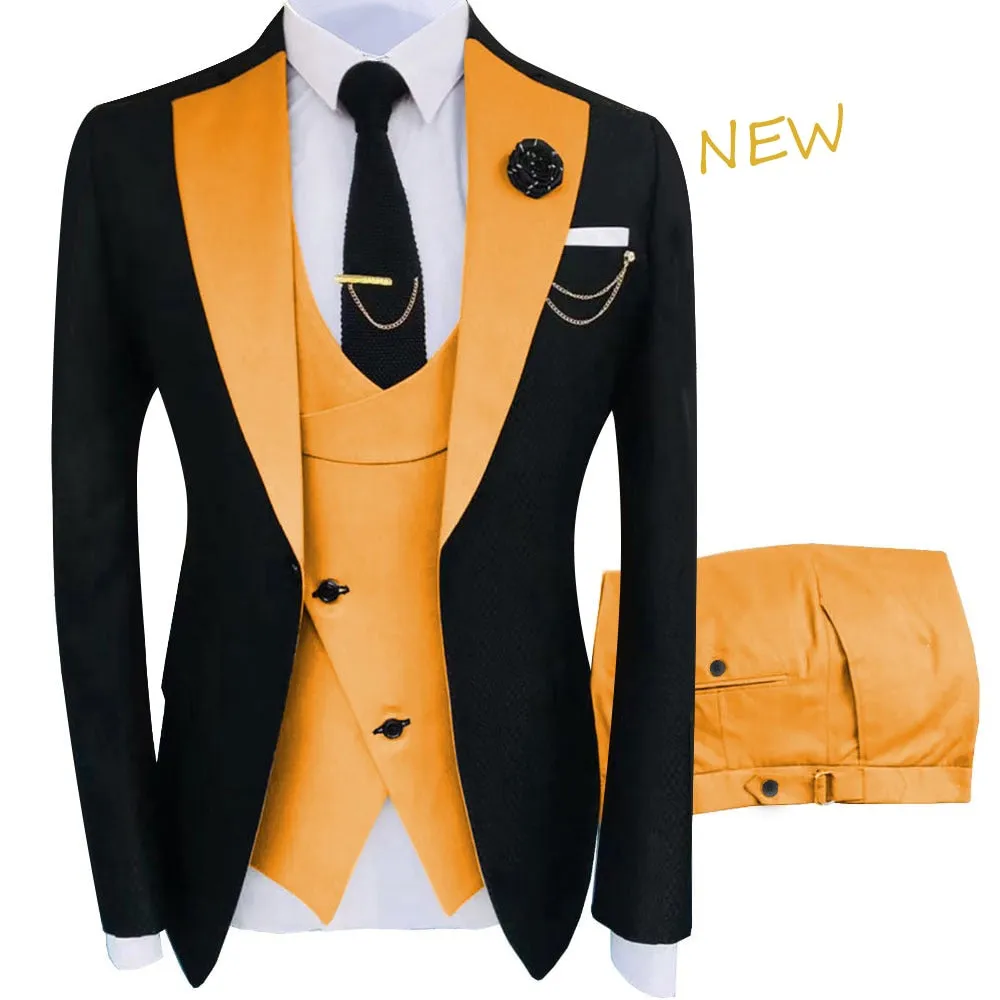 Slim Fit Blazers Ball And Groom Suits Fashion Wedding( Jacket   Vest   Pants )