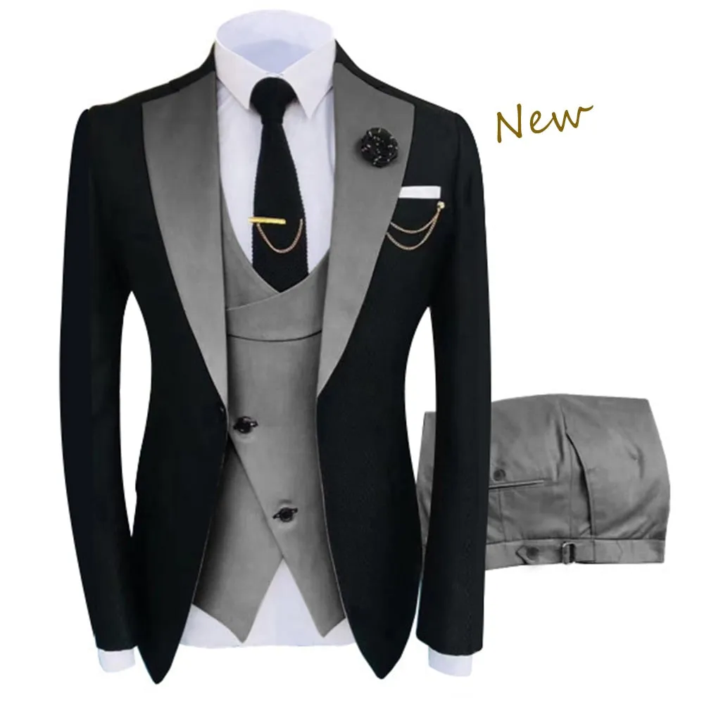 Slim Fit Blazers Ball And Groom Suits Fashion Wedding( Jacket   Vest   Pants )