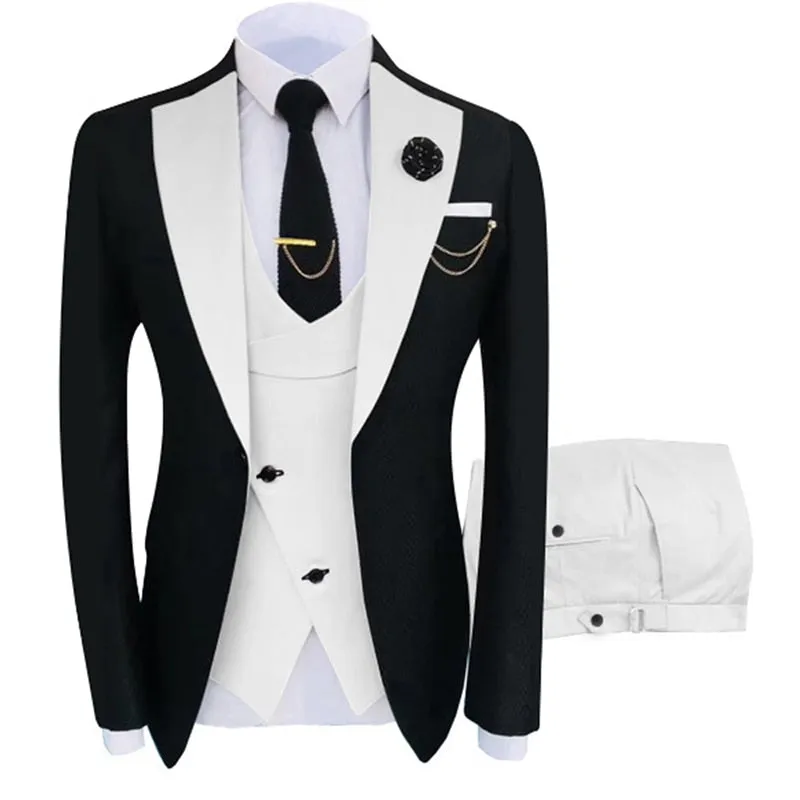 Slim Fit Blazers Ball And Groom Suits Fashion Wedding( Jacket   Vest   Pants )