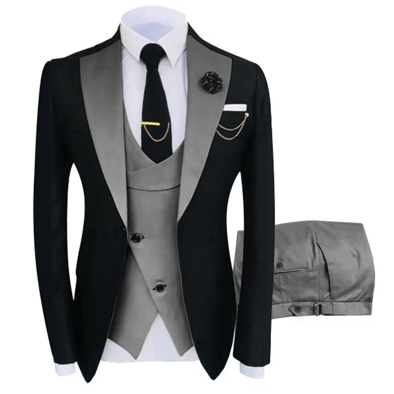 Slim Fit Blazers Ball And Groom Suits Fashion Wedding( Jacket   Vest   Pants )