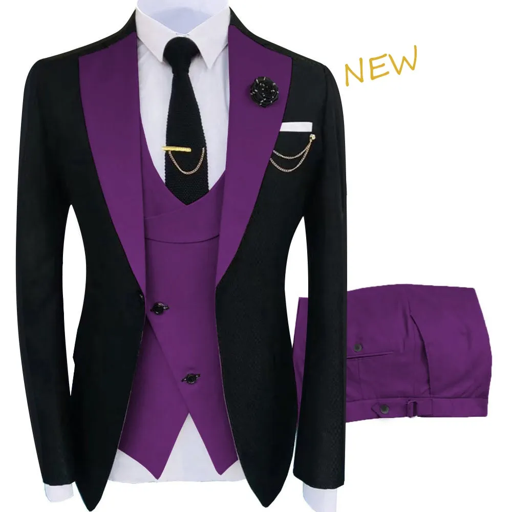 Slim Fit Blazers Ball And Groom Suits Fashion Wedding( Jacket   Vest   Pants )