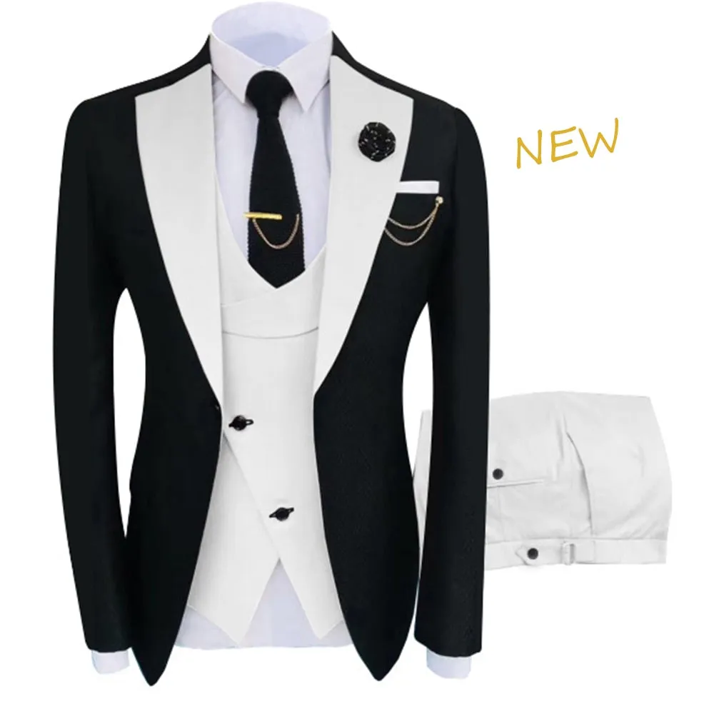 Slim Fit Blazers Ball And Groom Suits Fashion Wedding( Jacket   Vest   Pants )