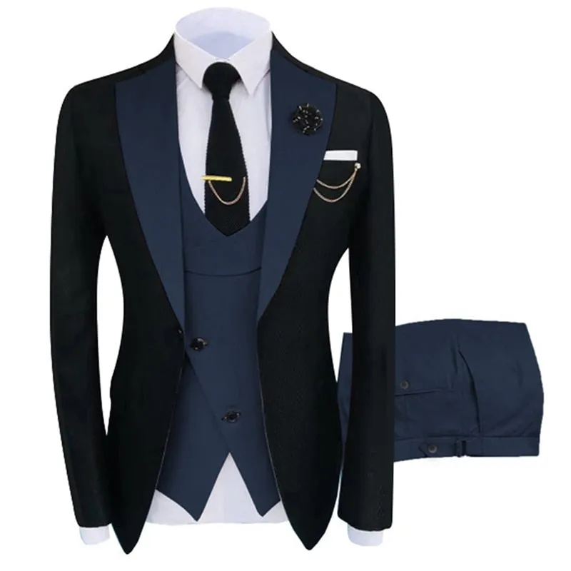 Slim Fit Blazers Ball And Groom Suits Fashion Wedding( Jacket   Vest   Pants )