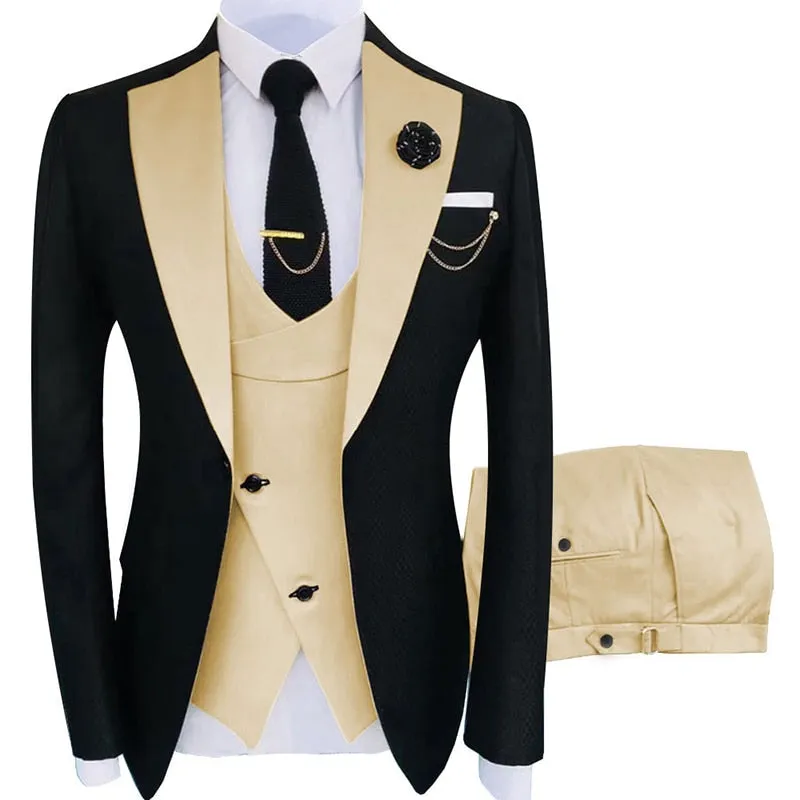 Slim Fit Blazers Ball And Groom Suits Fashion Wedding( Jacket   Vest   Pants )