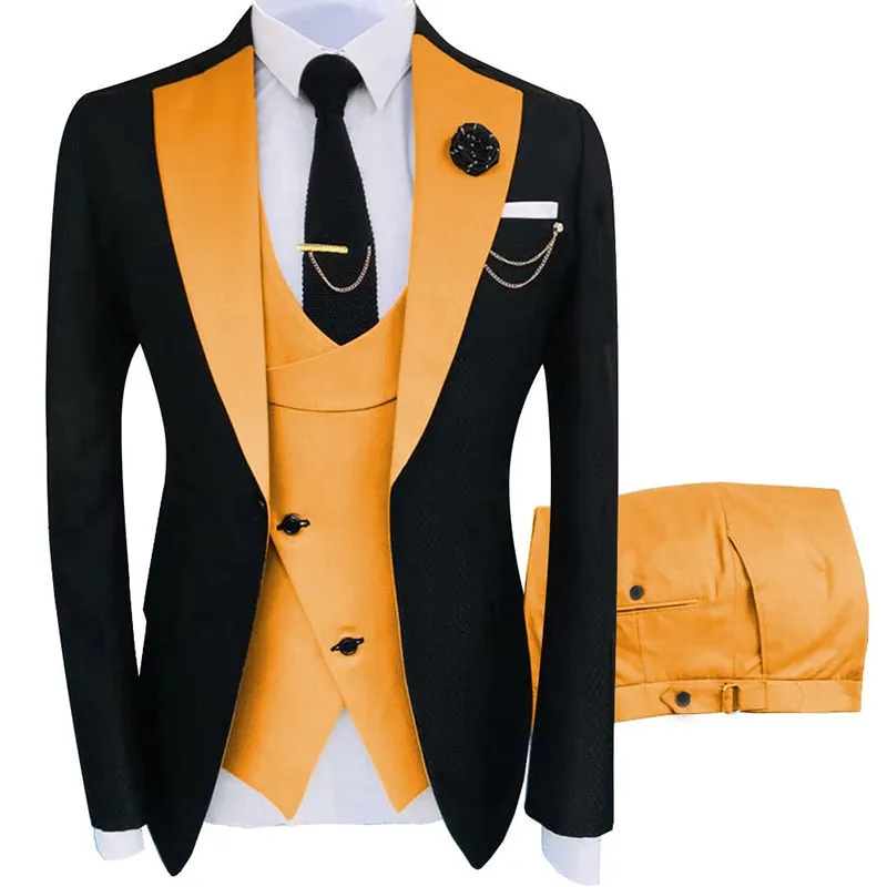 Slim Fit Blazers Ball And Groom Suits Fashion Wedding( Jacket   Vest   Pants )