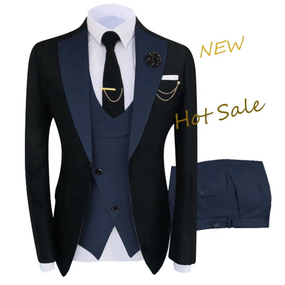 Slim Fit Blazers Ball And Groom Suits Fashion Wedding( Jacket   Vest   Pants )