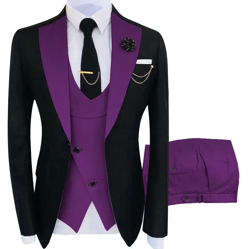 Slim Fit Blazers Ball And Groom Suits Fashion Wedding( Jacket   Vest   Pants )