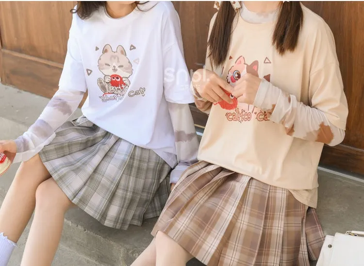 Summer Cute Cartoon Kitten Short-Sleeved T-shirt