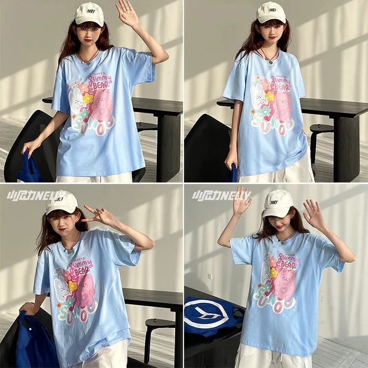Summer Trend Cartoon Bear All-match T-shirt